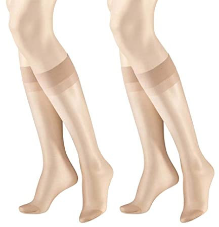 Hudson Damen Kniestrümpfe Simply 20 To Go 2-Pack druckfreier Bund Teint 0010 ONESIZE
