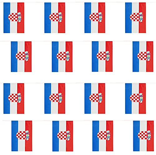 Croatian Flag Bunting - 10m 33ft - 20 Flag - Plastic all Weather Croatia Bunting Decoration for Indoor Outdoor Sporting Events, Street Parties, Festivals and Celebrations