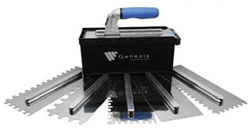 Genesis 7 Piece Interchangeable Stainless Steel Trowel Set 4,6,8,10, 10 Round, and Tiger. Left/Right Hand