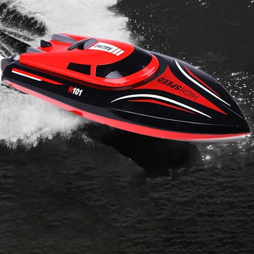 H101 Bateau de course avec télécommande 43,4 cm haute vitesse 30 km/h, grand moteur servo hors-bord automatique pour garçons et adultes