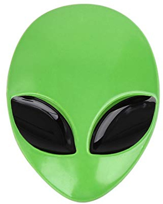 X AUTOHAUX Emblema decorativo 3D a forma di testa di alieno verde per auto