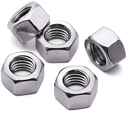 6# 32 Stainless Steel Finished Hex Nut, 304 Stainless Steel 18-8 Hexagon Nut, Bright Finish, Full Thread, ASME B18.2.2, 100 Pcs