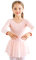 Bezioner Kinder Ballettkleidung Mädchen Ballettkleid Langarm Balletttrikot Ballettanzug Tanzkleid Tanzbody aus Baumwolle mit Chiffon Rock Tütü Rosa 120