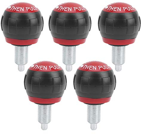 Hochwertiger 5-teiliger 50x45-mm-Pop-Pin-Knopf, der für Heimtrainer, Fahrräder, Kraftgeräte, Fitnessgeräte und Fitness-Ersatzteile verwendet wird(Black red)