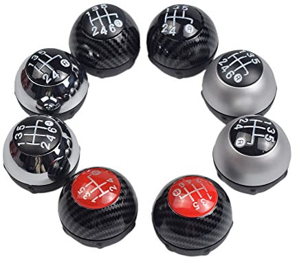 Hacreyatu 5/6 Gang Schaltknauf Stick Schalthebel Passend für Fiat 500 2012-2018 (Red, 5 Gang)