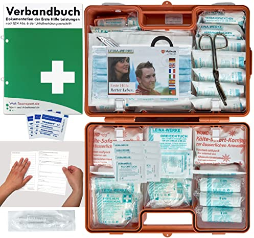 Verbandskoffer/Verbandskasten (G) - Erste Hilfe nach AKTUELLER DIN 13169 für Betriebe -DSGVO- INKL. PERFORIERTEM VERBANDBUCH