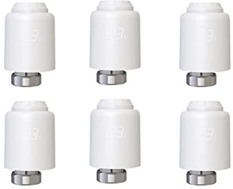 6 Stück Zigbee Smartes Heizkörperthermostat Elektronisch, Smart Programmierbares Heizkörperthermostatventil, Thermostat heizung Digital, Heizkosten sparen, Kompatibel für Google-Home und AIexa