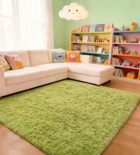 ROHATIM Tappeto passatoia 80 x 150 cm, verde, lavabile, antiscivolo, per camera da letto, cameretta dei bambini, morbido tappeto