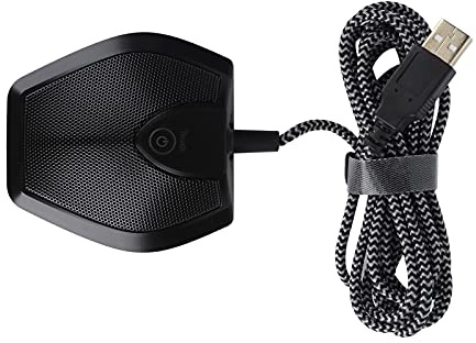 Zunate Micrófono de Conferencia USB, Micrófono de Condensador Omnidireccional para PC con Botón de Silencio para Enseñanza de Video, Grabación, Conferencia, Transmisión de Juegos en la Sala (Negro)