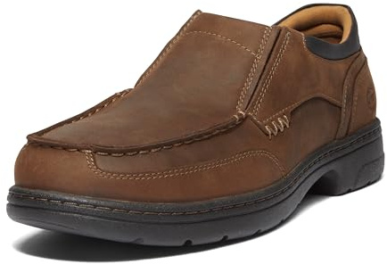 Timberland PRO Men's Branston Slip-On Alloy Safety Toe Static Dissipative Industrial Casual Work Shoe, Brown Distressed-2024 NEW, 10.5M