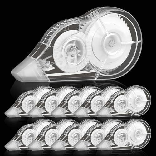 MirraSwit 10 Stück Korrekturroller Transparent, 30m X 5mm Korrekturmaus, Korrekturroller mit Schutzkappe, Korrekturmaus Roller für Schüler Büro Zuhause Schule