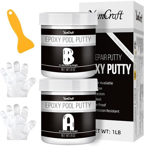 Epoxy Mastic 16 Oz - Mastic Piscine 2 En 1 Sous-Marin Ou Sur l'Eau Pour Réparation Des Fuites, Fissures, Remplissage, Sculpture (Noir)