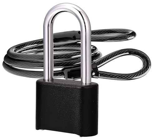 Security Cable Lock Set – 4 Digit Combination Padlock with 4ft (1.2m) Flexible Steel Cable, Heavy Duty Anti-Theft for Bike, Garden Fence, Shed, Kayak & Outdoor Equipment – Weatherproof, No Keys Needed