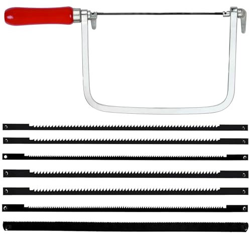 Laitejituan Sierra de Marquetería con 7 Hojas de Sierra de Recambio, Mini Sierra de Mano Giratoria 360 Grados, Herramientas Manuales de Bricolaje Sierra Para Metal y Madera, Cortes Precisos