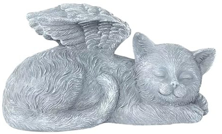 ASQzhuLIWing Angel Cat Crafts Ornaments Resin Crafts Garden Design Decoration Angel Cat Monument Tombstone Memorial Statue Cat Tombstone Suitable for home garden decoration tombstone