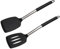 2 Stück Pfannenwender Set, Silikon Pfannenwender mit Edelstahlgriff, Hitzebeständig & antihaftbeschichtet, Pfannkuchenwender und Lochwender für Küche, Küchenutensilien, Schwarz