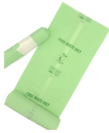 SAI-PAC 10L Compostable Biodegradable Bin Liners – 20 Bags x 4 Rolls, EN 13432 Certified Food Waste Caddy Bags for Kitchen, Office & Household Use