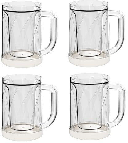 Ohulelks 4 Jarras de Cerveza Congelada para Congelador, de Doble Pared, con Gel Escarchado, para Cerveza y Hielo.