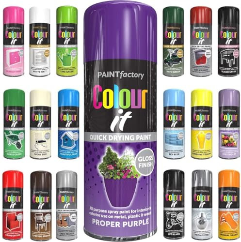 Spray Paint Proper Purple Gloss Aerosol 400ml Cans - Quick Dry, All Purpose Spray Paint for Interior and Exterior Ideal for Wood, Metal, Plastic, Indoor & Outdoor Use