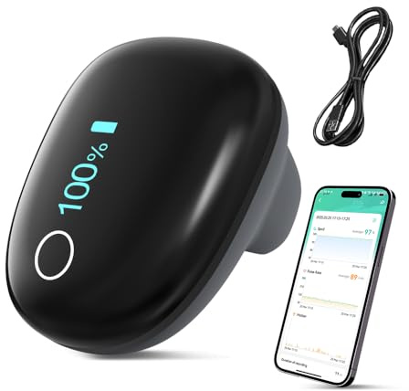 Oxymètre de doigt professionnel, HOLFENRY Ring Oxymètre de pouls Bluetooth Mesure la saturation d'oxygène (SpO2)