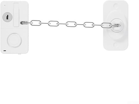 Bloqueo de seguridad 120dB Alarma para entrada de puerta, cajón, nevera, cadena de aluminio recargable tipo C para la seguridad del hogar, protección infantil, blanco y negro (blanco)