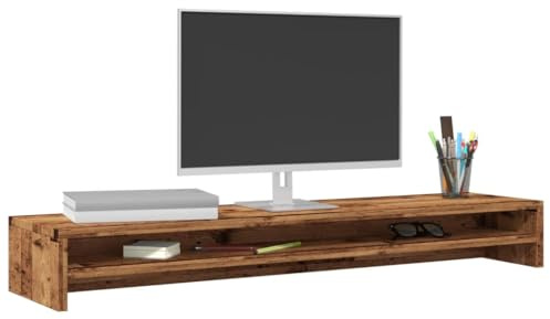 Övervaka i altholzoptik, 100 x 24 x 13 cm, med Ablagefach, TV-bildschirmhalterung för Schreibtisch, Wohnzimmer, Büro, ergonomisch kan användas för Rücken- och Nackenentlastung