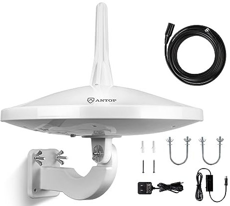 Upgraded Version - ANTOP AT-415B 720° UFO Dual Omni-Directional Outdoor HDTV Antenna with Exclusive Smartpass Amplifier &4G LTE Filter, Fit for Outdoor/RV/Attic Use(33ft Coaxial Cable,4K UHD Ready)