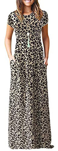 AUSELILY Maxi Dress for Women - Summer Casual Long Dresses for Ladies with Pockets XL Leopard