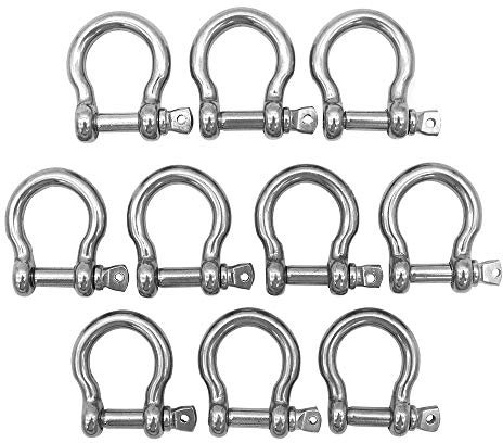 POFET Lot de 10 cadenas M4 D en acier inoxydable 304 pour gréement, remorquage, maillons de chaîne en acier