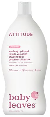 ATTITUDE Baby Washing up Liquid, EWG Verified, No Added Dyes or Fragrances, Tough on Milk Residue and Grease, Vegan, Unscented, 700 mL