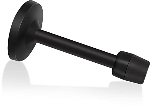 Door Stopper, Black Door Stop 4 Inch Wall Mounted Door Stopper for Skirtings Indoors Outdoors, Stainless Steel, Rubber Bumper Tips Wall Protector Stop Door Hitting Wall,100mm