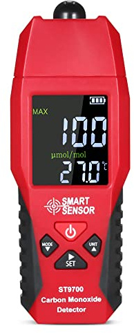 Bulipu ST9700 Carbon Monoxide Alarm, CO Detector 0-1000ppm CO Gas Leak Detector with LCD Display Carbon Monoxide Meter