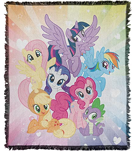 LOGOVISION My Little Pony Blanket, 50x60 Pony Pile Woven Tapestry Cotton Blend Fringed Throw Blanket