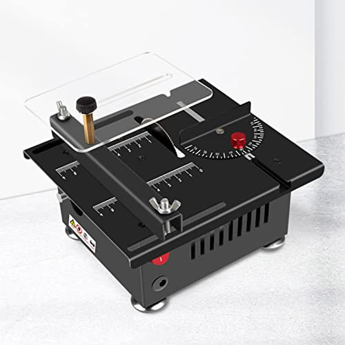 JHLP Sierra circular para manualidades, mini sierra de mesa hecha a mano con 4 hojas de sierra, profundidad de corte de 0,1 a 16 mm, perfecta para aficionados y entusiastas del bricolaje