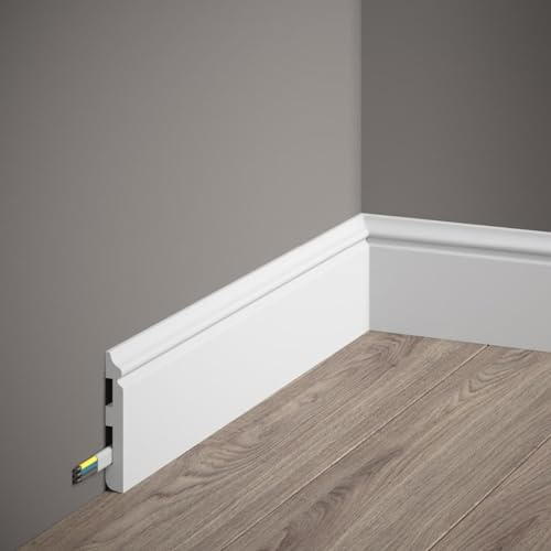 PROVISTON Plinthe en plastique - Polystyrène - 13 x 80 x 2000 mm - Blanc - Plinthe de sol