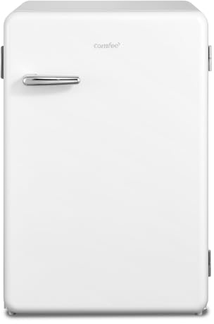 COMFEE' RCD113WH2RT(E) Frigorifero Piccolo con Freezer, 116 Litri, Design Retrò, Frigo Monoporta, Temperatura Regolabile, Adatto a Camera, Ufficio e Hotel, Luce a LED, Silenzioso, Bianco