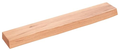 vidaXL Wandregal, Holzregal Regal Handgefertigt mit Baumkante, Wandboard Regalbrett Deko, Bücherregal Hängeregal, Hellbraun 60x10x4cm Massivholz Eiche Behandelt
