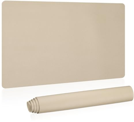 PATIKIL 61 cm x 33 cm stor skrivbordsmatta, PU-läder dubbelsidig stor skrivbordsdyna, kaki