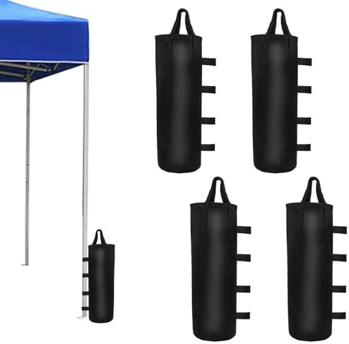 BuxiuGK 4er Set Gewichte für Pavillon,Sandsäcke für Pavillon zum Befüllen aus 800D Oxford Wasserdicht für Pop-Up,Gartenzelte,Sonnenschirme,20cm x 50cm,Schwarze