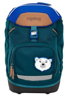 ergobag Prime Cartable pour école Primaire pour Enfants, Hydrofuge, Ergonomique, 20 litres, 1100 g Ours Explorateur de l'Arctique - Petrol