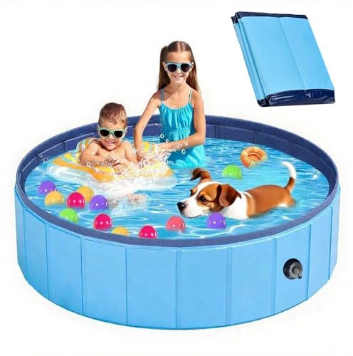 Piscina Plegable,Piscina Perros Rigida,Chats/Enfants/Piscina para Perros Jouer Dans l'eau,PVC Antideslizante y Resistente,Valve de Vidange Pratique,para Mascotas,NiñosJugar en El Agua(120 x 30 cm)