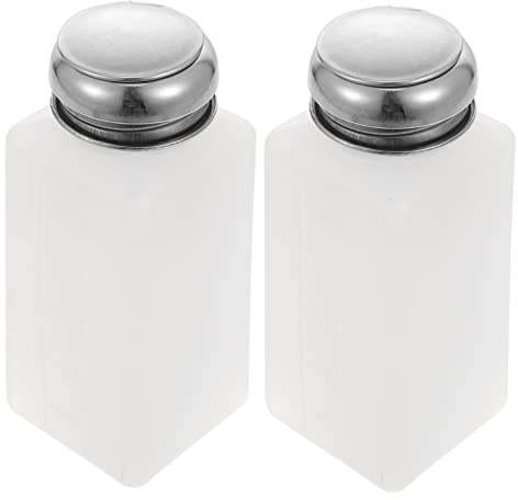 minkissy Lot De 2 Distributeurs D'alcool Vides Verrouillables Pompe Push-down 250 Ml Bouteilles En Plastique Inox Faciles à Nettoyer Pour Soins Des Ongles