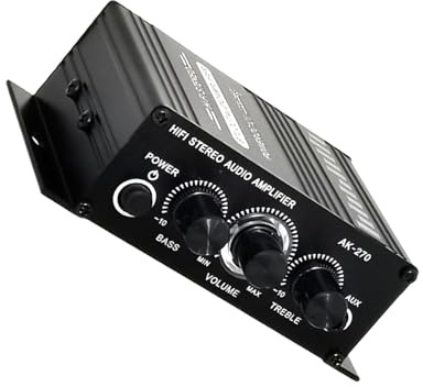 Operitacx Amplificador Audio Digital Estéreo Canales con Luz LED Azul y Sonido Envolvente para TV PC CD