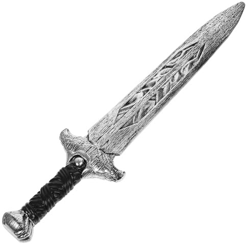 NOLITOY Espada de Cosplay Ancha de Plástico Ligera y Resistente Réplica de Samurái Plateada de Tamaño Medio para Juegos Fiestas y Accesorios de Halloween