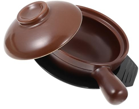 EPIGEIST Olla de Cerámica para Cocinar 19 Cm Asa y Bandeja, Resistente a Altas Temperaturas, Adecuado para Guisos y Sopas, Suministros de Cocina Domésticos, Cazuela Ergonómica para Uso