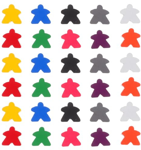 Homoyoyo 100 Wooden Meeples Game Pieces Multicoloured Wooden Tokens Hand-Carved Chess Replacement Pieces for Board Games Family Game Accessories Classroom Sorting and Counting