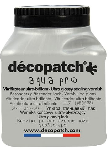 Décopatch - Ref VAUB180AO - Aqua Pro Ultra Glossy Sealing Water-Based Varnish - Glossy Finish - Can Protect Maché Item From Heat, Moisture & Detergents - 180ml Bottle