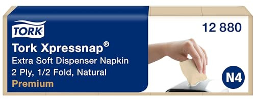 Tork Xpressnap Extra Soft Natur Spenderserviette N4, 1/2 falten, 2 lagig, 1000 Servietten, 10.7cm x 16.5cm 12880