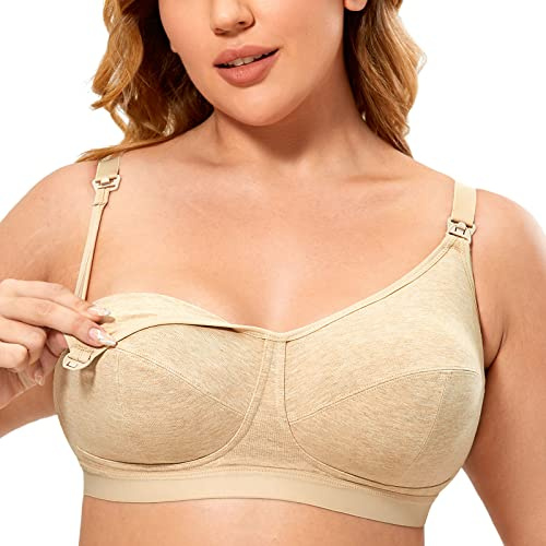 Gratlin Donna Reggiseno Allattamento Cotone Senza Ferretto Taglie Forti Beige 10F