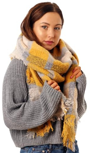 Style Slice Women's Tartan Scarf Thick Warm Blanket Ladies Scarves, Plaid Check Long Large Oversized Soft Shawl and Wrap Christmas Gifts for Women